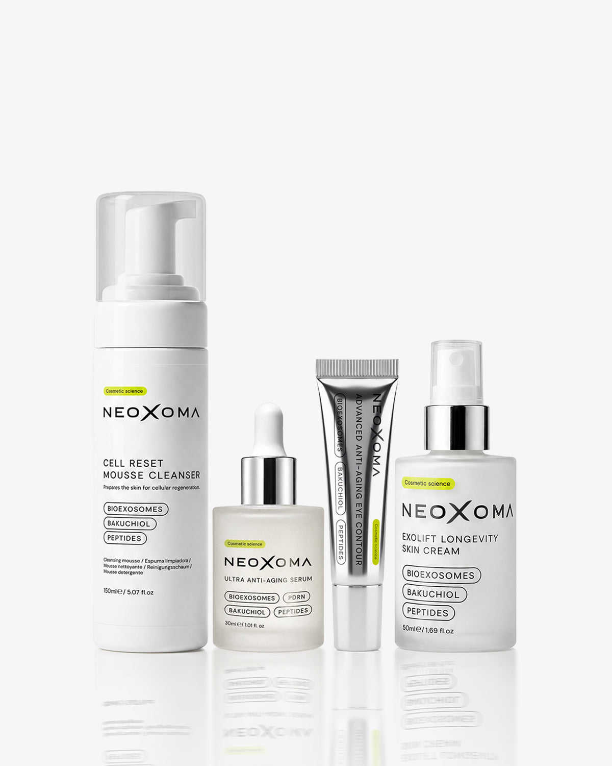 Pack Completo Longevity System: Limpiador, Sérum, Contorno, Crema